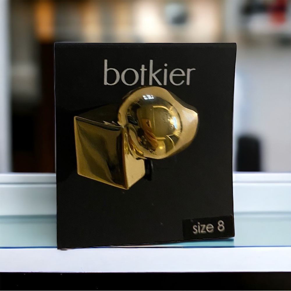 Botkier Gold Statement Ring | Chunky Geometric Circle & Square Design | Size 8 |